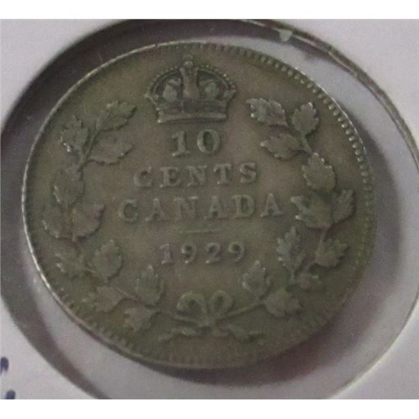 1929 CANADA KING GEORGE V SILVER DIME