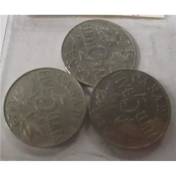 1927, 1929, & 1930 CANADA  KING GEORGE V NICKELS