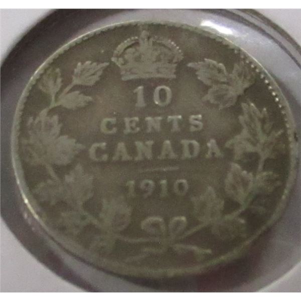 1910 CANADA KING EDWARD VII SILVER DIME