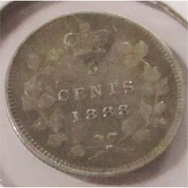 1888 CANADA VICTORIAN SILVER FIVE CENT