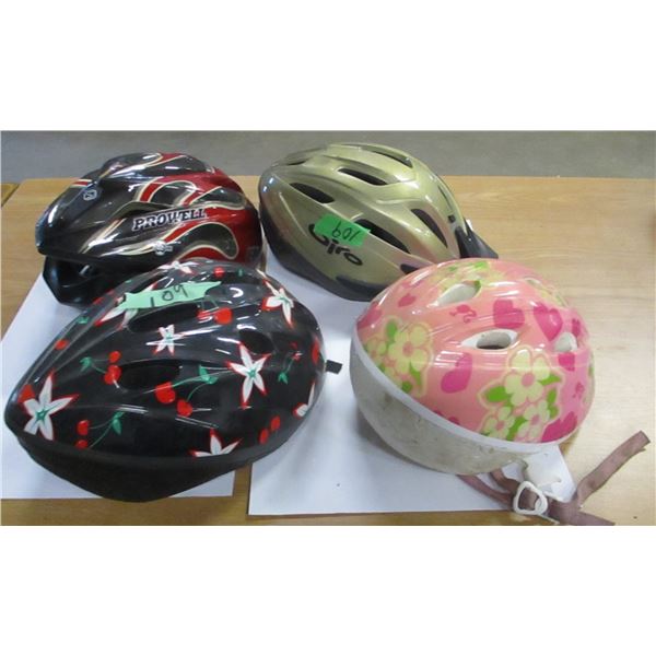 ESTATE:  BOX C/W 4 ASSORTED BIKE HELMETS