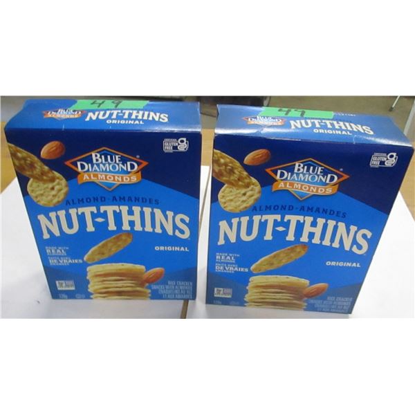 SHELF PULLS (AS IS):  NUT THINS (120 G) - 2 BOXES