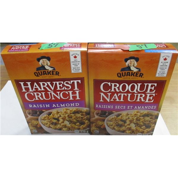 SHELF PULLS (AS IS):  QUAKER RAISIN & ALMOND GRANOLA (510G) - 2 BOXES