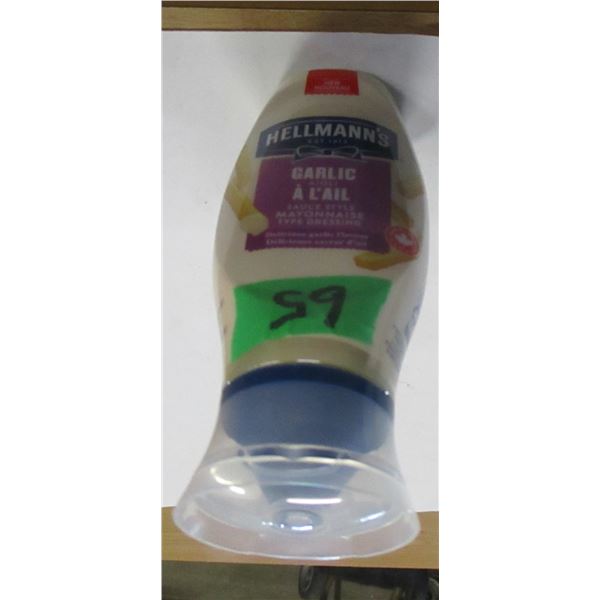 SHELF PULLS (AS IS):  HELLMANN'S GARLIC MAYONNAISE (340 ML) - BOTTLE