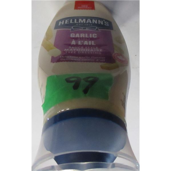 SHELF PULLS (AS IS):  HELLMANN'S GARLIC MAYONNAISE (340 ML) - BOTTLE