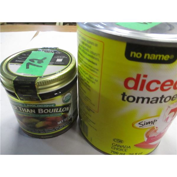 SHELF PULLS (AS IS):  CAN OF TOMATOES & JAR OF BETTER THAN BOUILLION