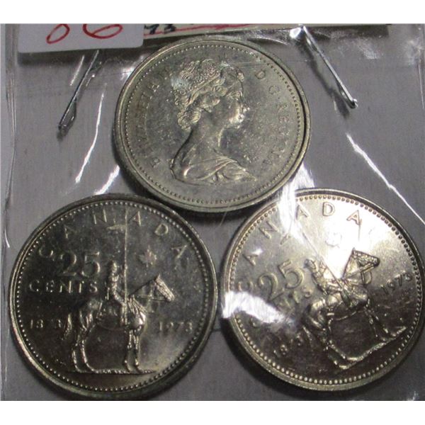 1873 - 1973 LAST OF RCMP CANADA QUARTERS (3)