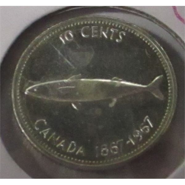 1867 - 1967 CH/BU CANADA SILVER FISH DIME