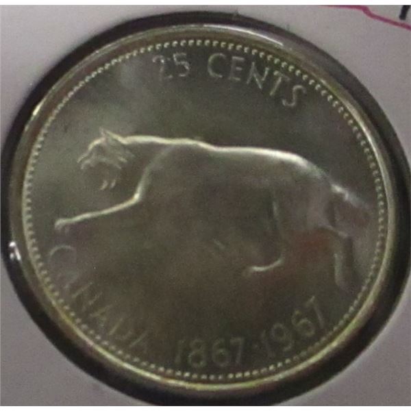 1867 - 1967 CH/BU CANADA SILVER QUARTER