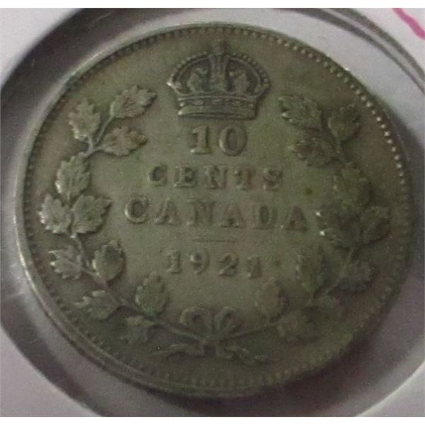 1921 CANADA KING GEORGE V SILVER DIME