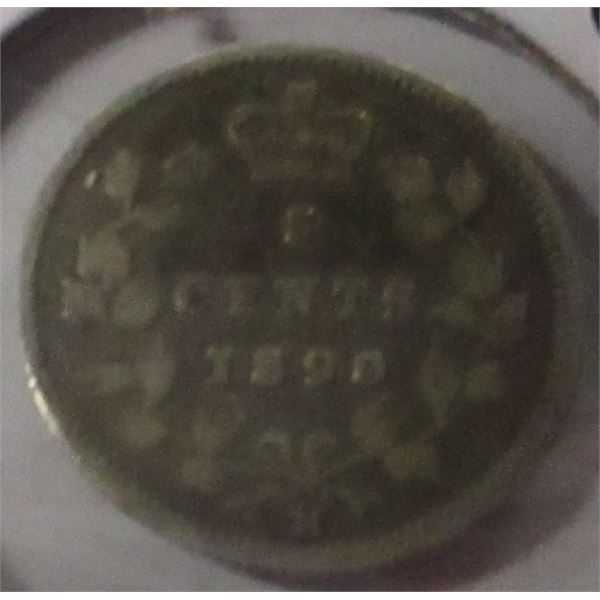 1890H CANADA VICTORIAN SIVLER FIVE CENT