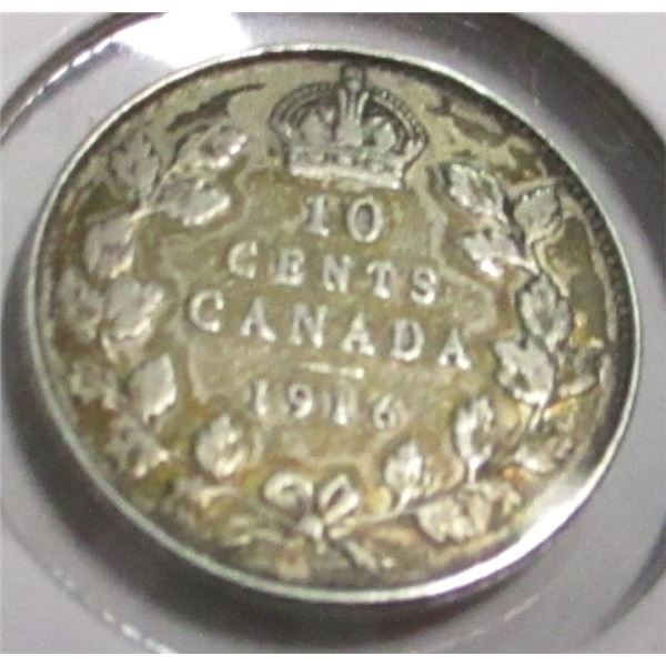 1916 CANADA KING GEORGE V SILVER DIME