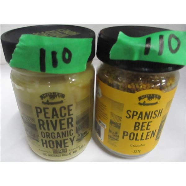 SHELF PULLS (AS IS):  ORGANIC HONEY (500G) & SPANISH BEE POLLEN (227G) - 2 JARS