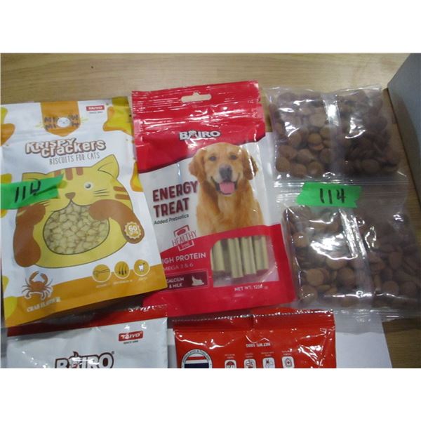 SHELF PULLS (AS IS):  BOX C/W DOG & CAT TREATS