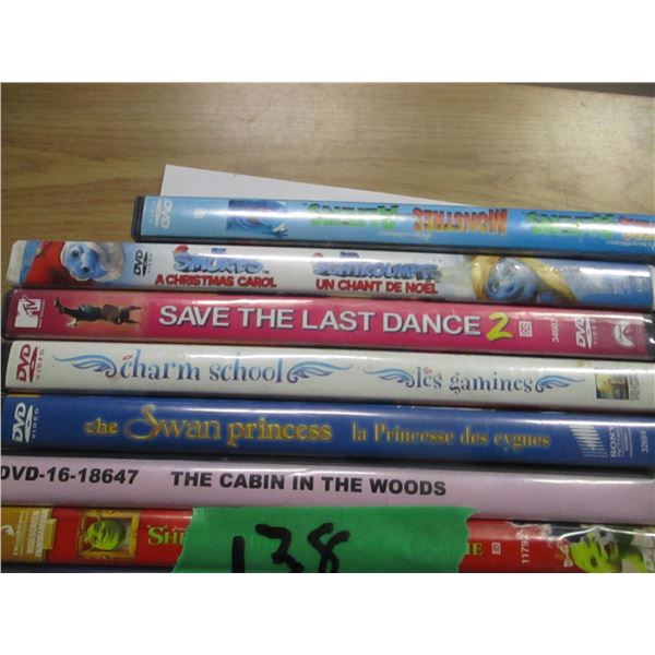 ESTATE:  FLAT C/W ASSORTED DVD'S (SHREK 2, ICE AGE, RIVER'S END, ETC)