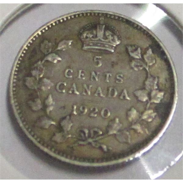 1920 CANADA KING GEORGE V SILVER FIVE CENT