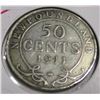 Image 1 : 1911 NEWFOUNDLAND SILVER HALF DOLLAR