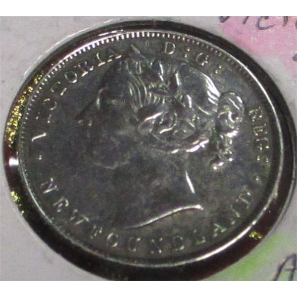 1890 EF/AU NEWFOUNDLAND VICTORIAN SILVER 20 CENTS