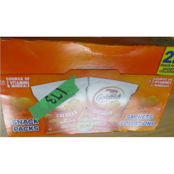 SHELF PULLS (AS IS):  CASE OF 22 CHEDDAR GOLDFISH SNACK PACKS