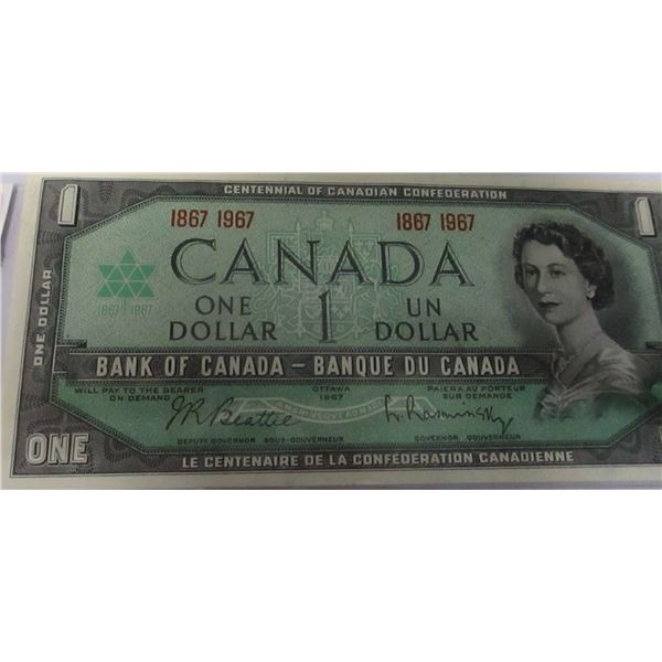 1967 CRISP UNCIRCULATED CANADA NO SERIAL NUMBER $1 BILL
