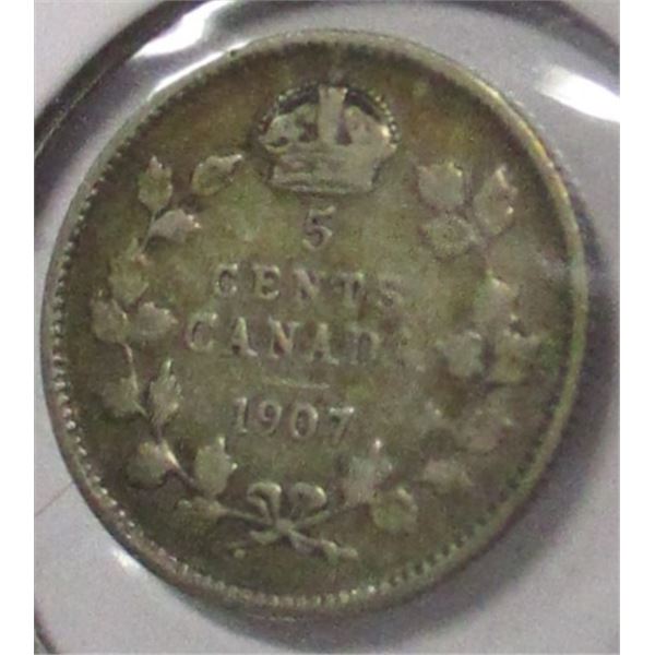 1907 CANADA KING EDWARD VII SILVER FIVE CENT