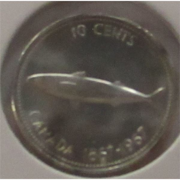 1867 - 1967 CH/BU CANADA FISH SILVER DIME