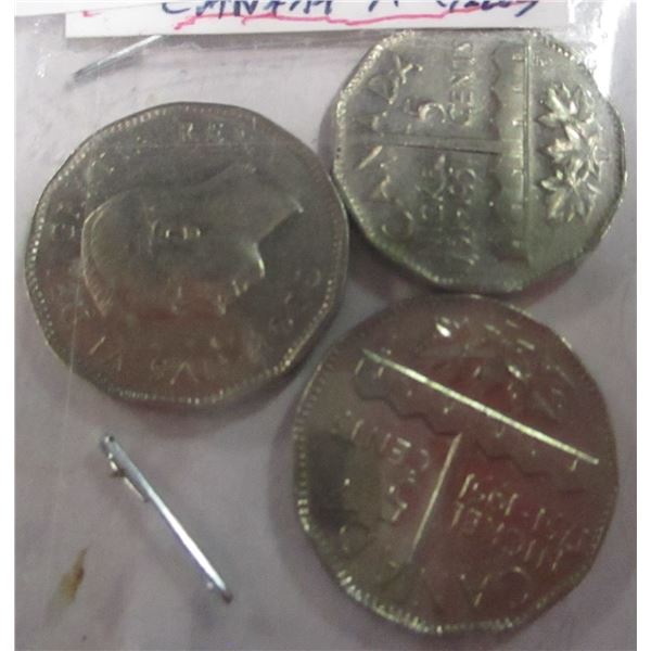 1751 - 1951 SMOKESTACK CANADA NICKELS (3)