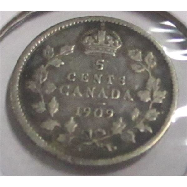 1909 CANADA KING EDWARD VII SILVER FIVE CENT