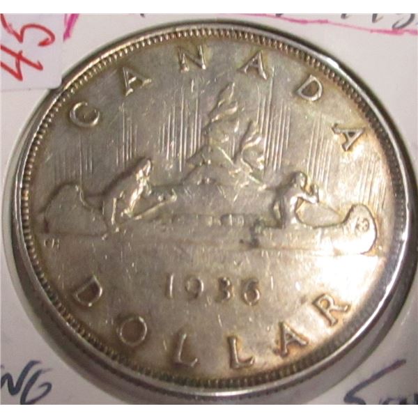 1936 CANADA KING GEORGE V SILVER DOLLAR