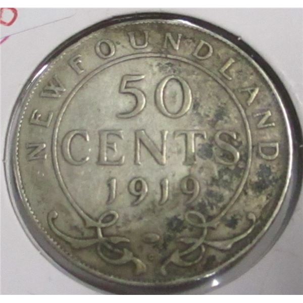 1919 NEWFOUNDLAND SILVER HALF DOLLAR