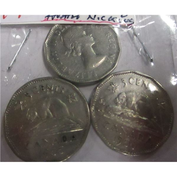 1955, 1956 & 1958 SCARCE 12 SIDED CANADA NICKELS