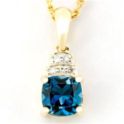 1.03Ct London Blue Topaz & Diamond 9K Gold Pendant (JEW-9040X)