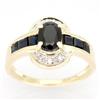 2.60Ct Black Sapphire & Diamond Ring Yellow 9K Gold (JEW-9064X)