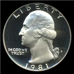 1981S Washington 25c Proof Quarter Coin Graded PCGS PR69 DCAM (COI-5388)