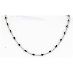 7+ct Blue Sapphire & Diamond 14k White Gold Necklace $15000+ (JEW-1481)