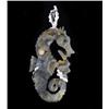 80ct Carved Druzy Agate Seahorse Pendant Super Sparkler With Sterling (JEW-1709)