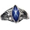 2.22 ct Marquise Cabochon Blue Star Sapphire Sterling Ring Size 7.5  (JEW-1818)