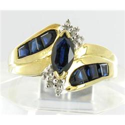 .9ct Ceylon Blue Sapphire & Diamond 10k Gold Ladies Ring (JEW-298)