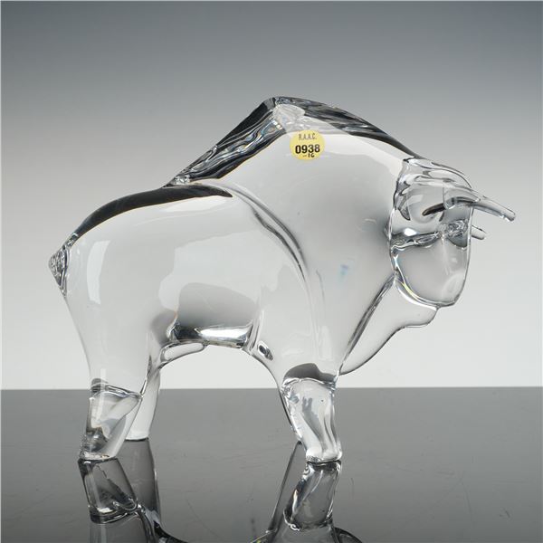 Daum France Clear Glass Bull Sculpture
