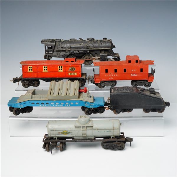 6pc Vintage Lionel O Gauge Model Train Cars and Locomotive