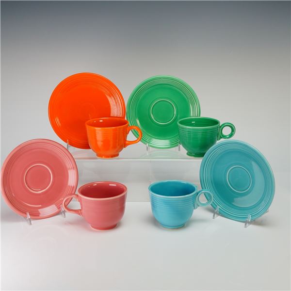 8pc Homer Laughlin Fiesta Ware Set of 4 Cups and Saucers