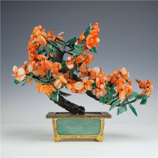 20th Century Chinese Decorative Gemstone Bonsai Tree
