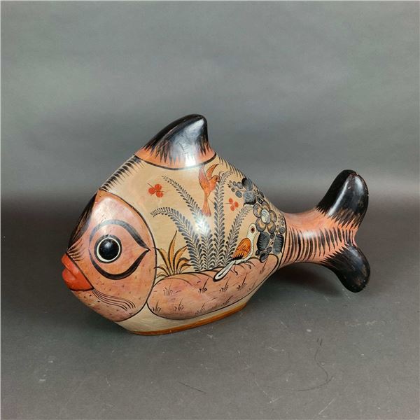 Large Mexican Tonala Burnished Pottery Fish Figurine