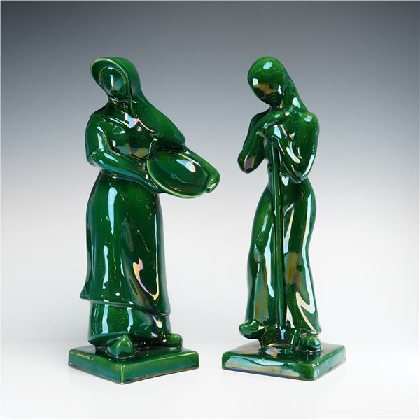 2pc Royal Haeger Ceramic Peasant Figures, R382 and R383