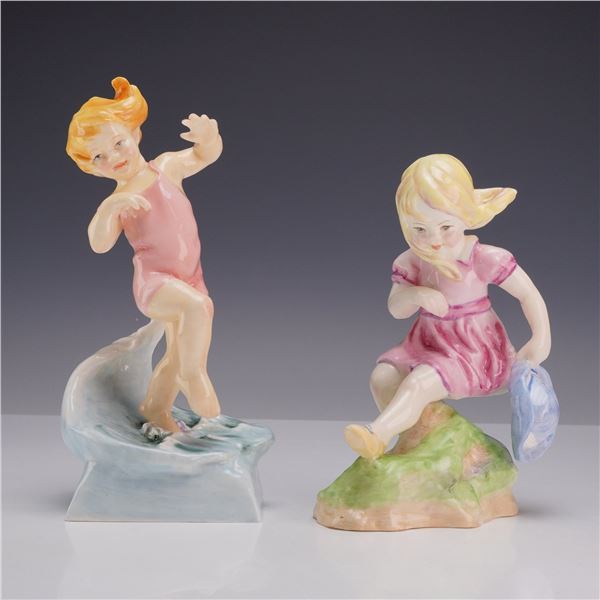 2pc Royal Worcester Porcelain Figurines March and July Modeled by Freda Doughty