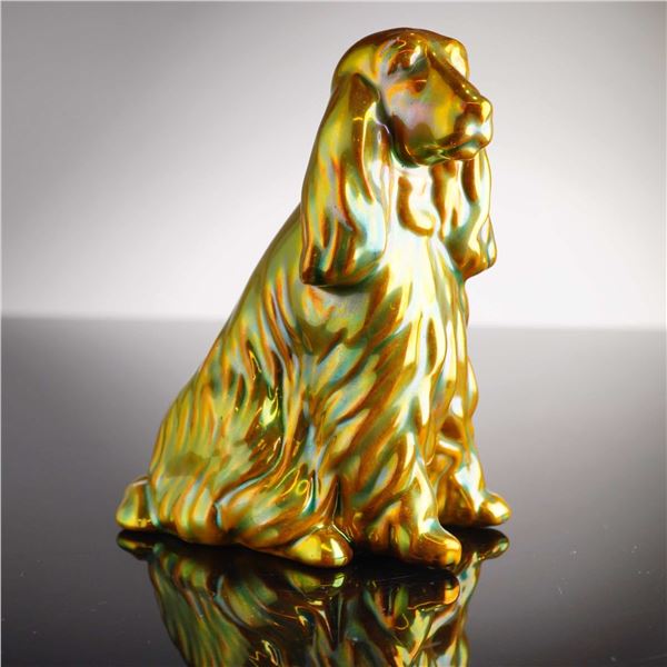 Zsolnay Yellow Eosin Luster Glaze Cocker Spaniel Dog Figurine