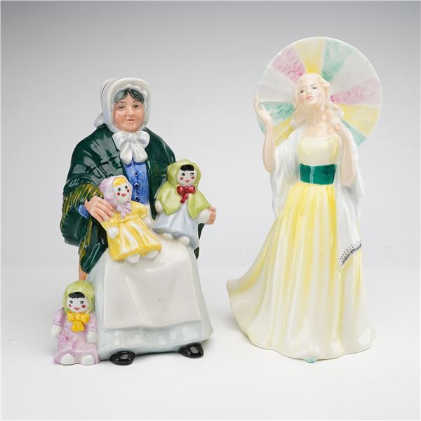 2pc Royal Doulton Figurines, The Rag Doll Seller HN2944 and Jane HN2806