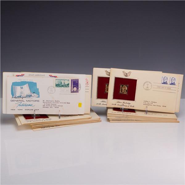 Collection of 22 U.S. Postal Service First Day of Issue Covers with 22kt Gold Replicas.