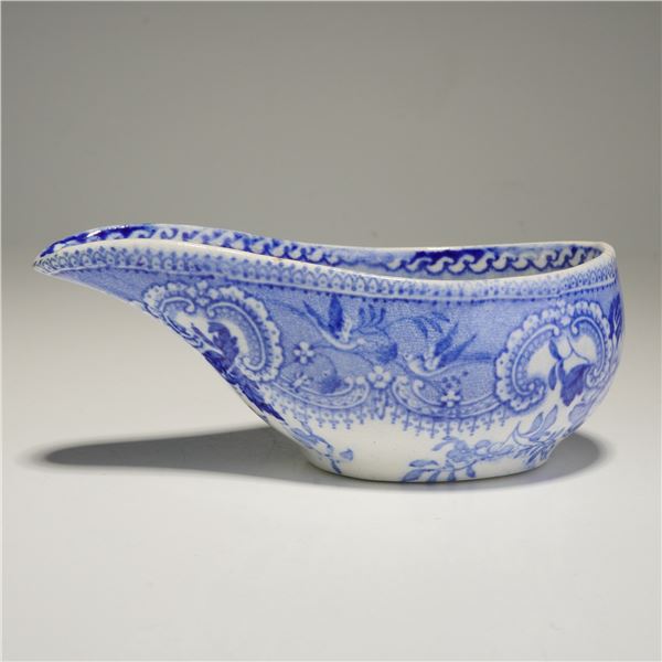 A 19th Century Davenport Blue and White Transfer-Printed Small Pouring Vessel (Pap Boat)