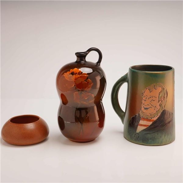 3pc American Art Pottery Vessels Including Weller